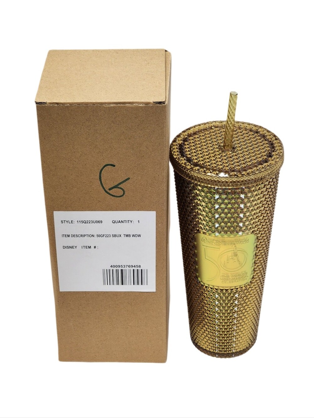 Disney Starbucks WDW 50th Anniversary GOLD Tumbler NWT - Picture 7 of 7